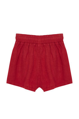 K?rm?z? %100 Keten Beli Lastikli Yuksek Bel Sort TWOSS23SR00319