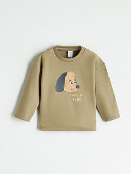 Bask?l? Erkek Bebek Sweatshirt ve E?ofman Alt 2li