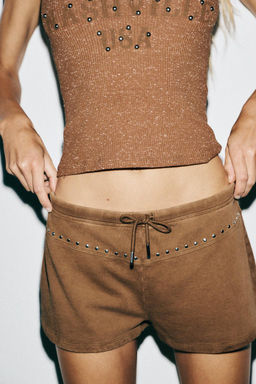 STONEWASHED SHORTS WITH STUDS - Zara фото 2