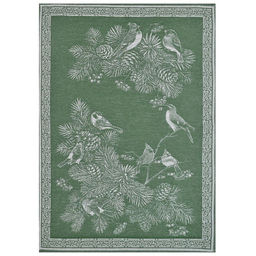 07с-39ЯК 50*70 Полотенце "Зимние птицы" цв. зеленый