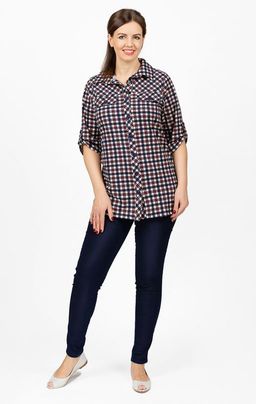 Туника на пуговицах, клетка бежевая (632-2)