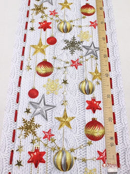 Дорожка Новогодние игрушки на вязании, ш.0.5м, хлопок -100%, 228гр/м.кв - Купава фото 2