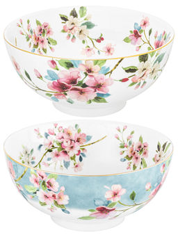 Набор салатников 2 пр. 600 мл 15*15*7 см Яблоневый цвет на голубом + Яблоневый цвет на белом - Elan gallery фото 5