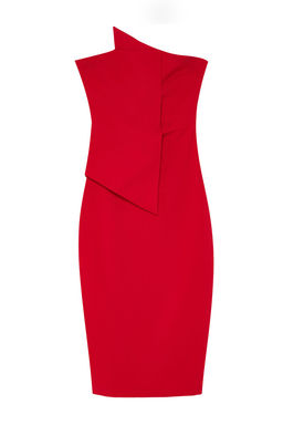 K?rm?z? Asimetrik Yaka Detayl? Dokuma S?k Abiye Elbise TPRSS24EL00223 - Trendyolmilla фото 6