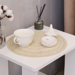 Салфетка сервировочная на стол Доляна Дуо, d=30 см, цвет бежевый  фото 13