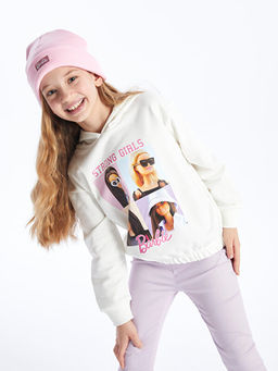 Barbie Bask?l? Uzun Kollu K?z ?ocuk Hoodie
