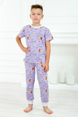 Пижама подростковая из футболки и брюк из кулирки Фламинго