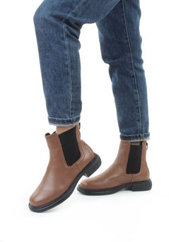 01-XKL21-137R BROWN Ботинки демисезонные женские (натуральная кожа, байка)