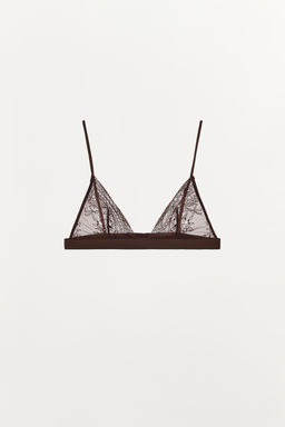 LACE TRIANGLE BRA WITH CONTRAST DETAIL - Zara фото 10