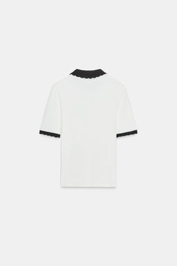 CONTRAST COLLAR T-SHIRT WITH BOW - Zara фото 2