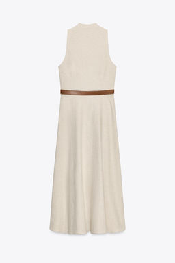 LINEN BLEND MIDI DRESS WITH BELT - Zara фото 17