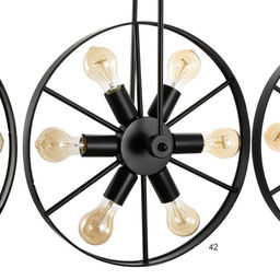 Светильник подвесной BayerLux «Колёса», люстра 18×40 Вт, E27, чёрный, 65×10×150 см