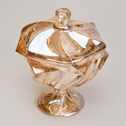 БЛЮДО С КРЫШКОЙ НА НОЖКЕ BOHEMA AMBER ДИАМЕТР=17 СМ ВЫСОТА=15,5 СМ