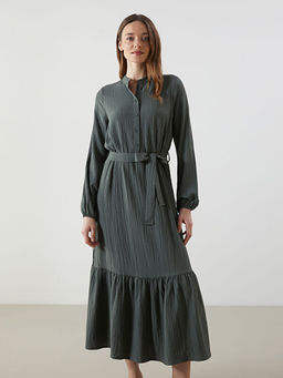 Hakim Yaka Dokulu Elbise