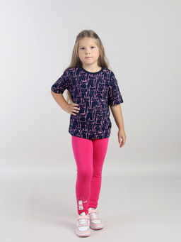 CRB wear / CWKG 90271-41 Комплект для девочки (футболка, брюки модель легинсы),темно-синий