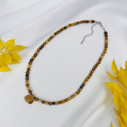 Бусы из песочной Яшмы и Гематита с кулоном 39 см +