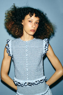 CHECKED SMOCKED TOP - Zara фото 2
