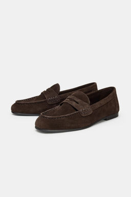 TOPSTITCHED SPLIT SUEDE LOAFERS - Zara фото 2