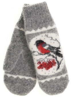 Варежки женские "Снегирь в рамке" КРУГ 3445-2