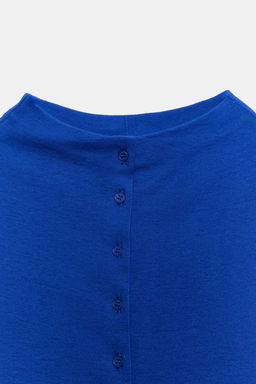 CAMISETA CUELLO ALTO BOTONES / Azul - Zara фото 2