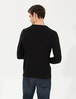 Siyah Slim Fit Bisiklet Yaka Triko Kazak - Pierre cardin фото 5
