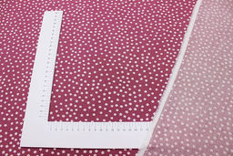 Штапель Россыпь молочных лютиков на лилово-бордовом, ш.1.45м, вискоза-100%, 100гр/м.кв - Купава фото 6