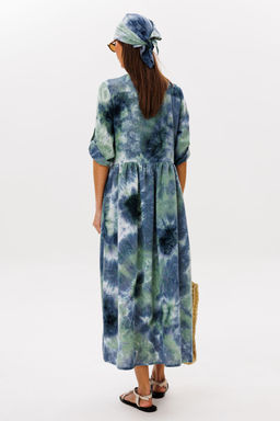 Платье Lars Style 1091 изумрудный мульти-принт