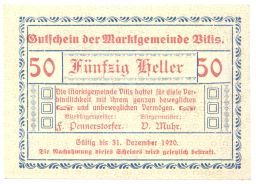 50 геллеров 1920 года Австрия  Нотгельд