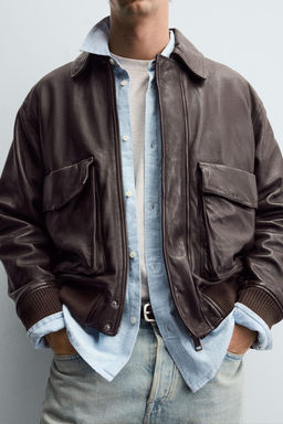 LEATHER JACKET WITH POCKETS - Zara фото 6