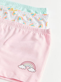 Bask?l? Pamuklu K?z ?ocuk Boxer 3l? - Waikiki фото 3