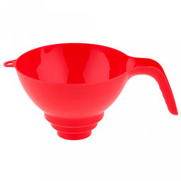 "Марья (Maria)" Воронка "Финская" д14см h9,3см, с ручкой, на 4 размера горловин 4-6-7-14см, пластик пищевой, цвет красный (подходит для раскладывания варенья и солений) (Китай)