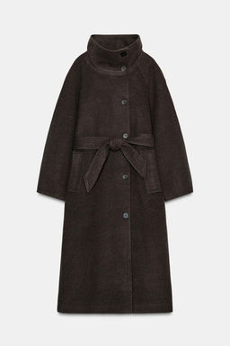 SOFT HIGH-NECK COAT WITH BELT - Zara фото 9
