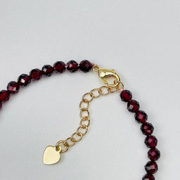 Браслет из Граната,Розового кварца и Бразильского агата 16,5 см +