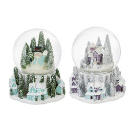 Фигур декор в стекл шаре "Снеговик/Дом" (подсв, муз, вьюга, AAAх3 н/п), D 10 см, L12 W11,5 H14 см, 2