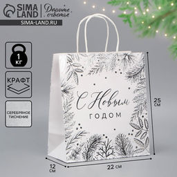 Пакет подарочный крафтовый Серебро, 22 х 25 х 12 см - Дарите счастье фото 7