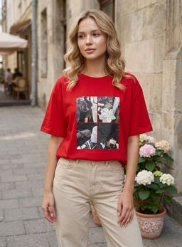 K13398 Футболка OVER SIZE КРАСНЫЙ