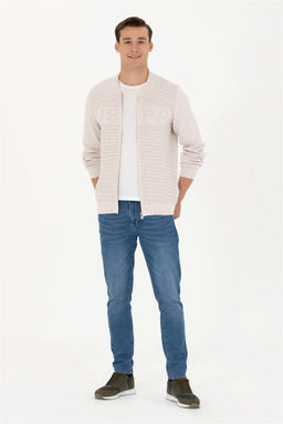 U. S. Polo Assn Мужской кардиган из меланжевого трикотажа с камнями - U.s. polo assn фото 4