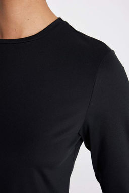 DeFactoFit Облегающая футболка с круглым вырезом и принтом в стиле спортсмен с длинными рукавами  фото 5