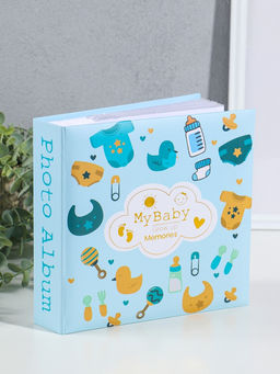 Фотоальбом на 200 фото 10х15 см "Малышковый" голубой, бумажные листы 4,5х22х22,5 см