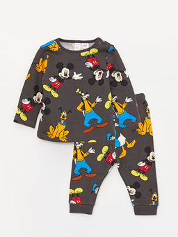 Bisiklet Yaka Disney Bask?l? Erkek Bebek Pijama Tak?m?