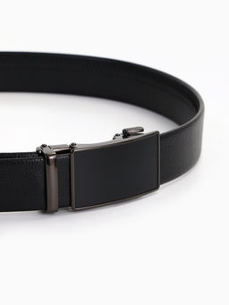 Ремень мужской длинный 130 см, регулируемая длина, ширина 3.5 см, пряжка автомат, чёрный