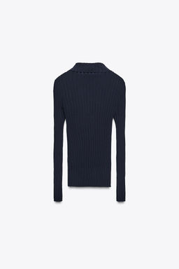 RIB KNIT POLO TOP - Zara фото 7