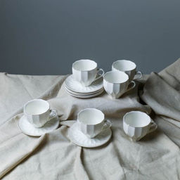 Чайный набор 12 предметов 220 мл А / TC82-12G 220 /уп 8/ Грани костяной фарфор - Галеонтрейд фото 2
