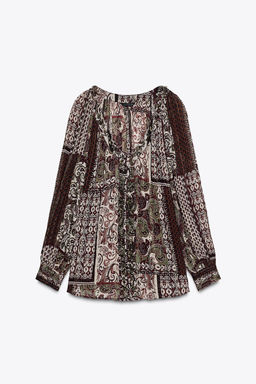 BEADED BLOUSE WITH METALLIC THREAD PRINT - Zara фото 6