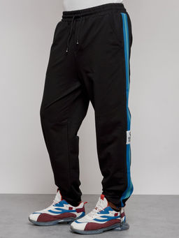 Широкие спортивные штаны трикотажные мужские черного цвета 12903Ch - Mtforce фото 2