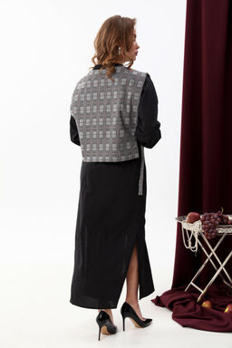 Платье NIKVA н942-1 чёрный+серая клетка  фото 3