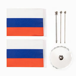 Флаг России настольный, с двумя флажками 8 х 11 см, круг, 16.5 х 12 см - Simaland фото 2