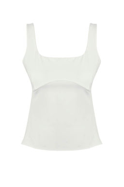 Trendyolmilla Beyaz S?rt Fiyonk Detayl? Fitted Ask?l? Dokuma Bluz TWOSS25BZ00573 фото 7