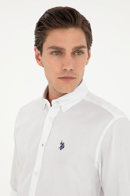 Мужская белая базовая рубашка с длинным рукавом - U.s. polo assn фото 2