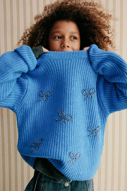 BEADED AND SPARKLY BOW KNIT SWEATER - Zara фото 5